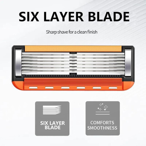 (48 Refills + 2 Handle, -) 24/48 Lâminas de Barbear com Cabo, 6 Navalhas para Rosto e Cabeça 1