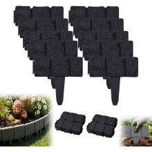 (Black, 20PCS) Valla jardín imitación piedra plástica, bordillo DIY efecto piedra