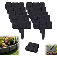 (Black, 10PCS) Valla jardín imitación piedra plástica, bordillo DIY efecto piedra