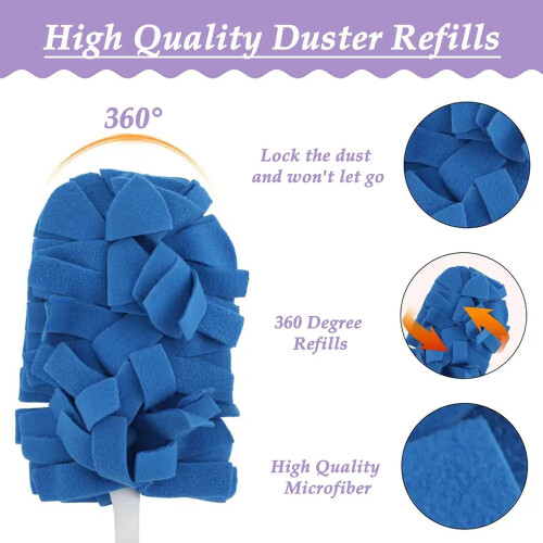 (2handles+10refills, -) Reusable Chenille Microfiber Dust Duster, Electrostatic Fleece with Extendable Handle 1