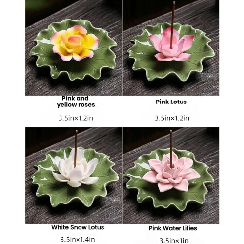 (Pink Lotus Flower, -) Χειροποίητο κεραμικό θυμιατό, 3.54 ίντσες, για γιόγκα 2