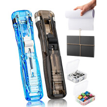(F Set, -) Grapadora sin grapas portátil, 100 clips reutilizables para oficina