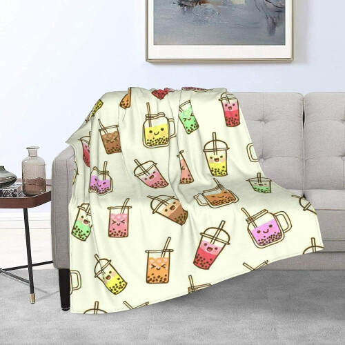 (4 70x100cm, -) Manta Multifuncional Bubble Tea, Flanela para Pets e Sofá 1