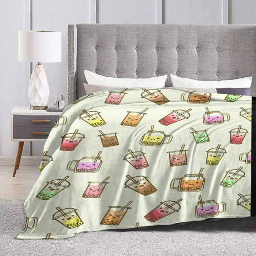 (4 70x100cm, -) Manta Multifuncional Bubble Tea, Flanela para Pets e Sofá 2