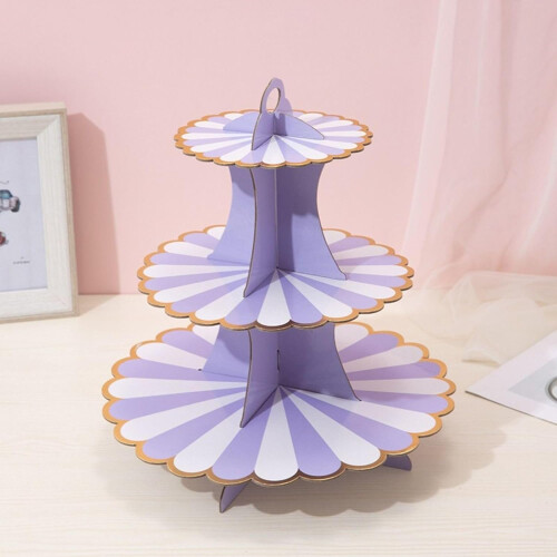(Purple Watermelon, -) 3 επιπέδων χάρτινη βάση cupcake, χρυσή άκρη 1