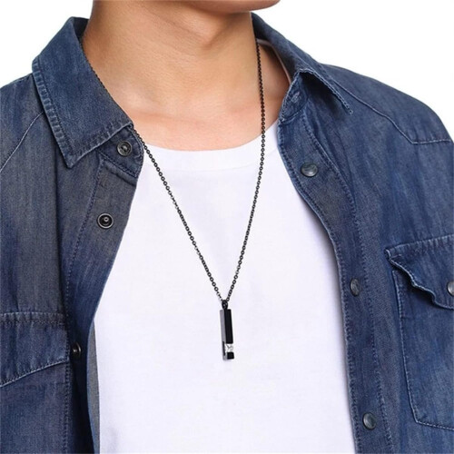 (Aries, -) Collana ceneri per urne, cubo pietra nera, acciaio memoria 2