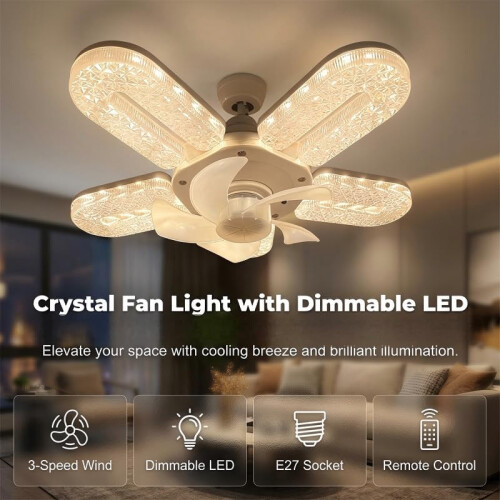 (2pcs, -) Φως ανεμιστήρα 5 πτερυγίων με LED, τηλεχειριστήριο, 3 χρώματα 1