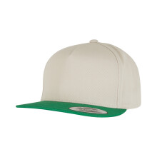 (One Size, Beige/Green) Yupoong Flexfit Unisex Plain Classic 5 Panel Snapback Cap