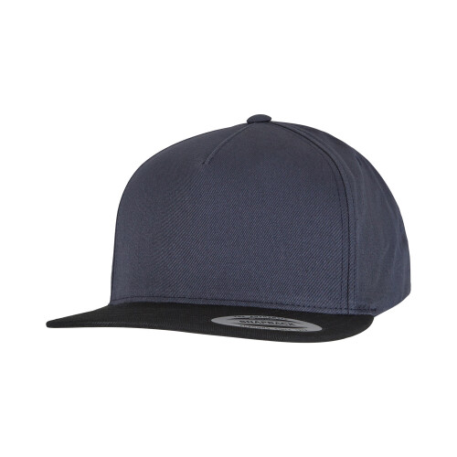 (One Size, Navy/Black) Yupoong Flexfit Unisex Plain Classic 5 Panel Snapback Cap