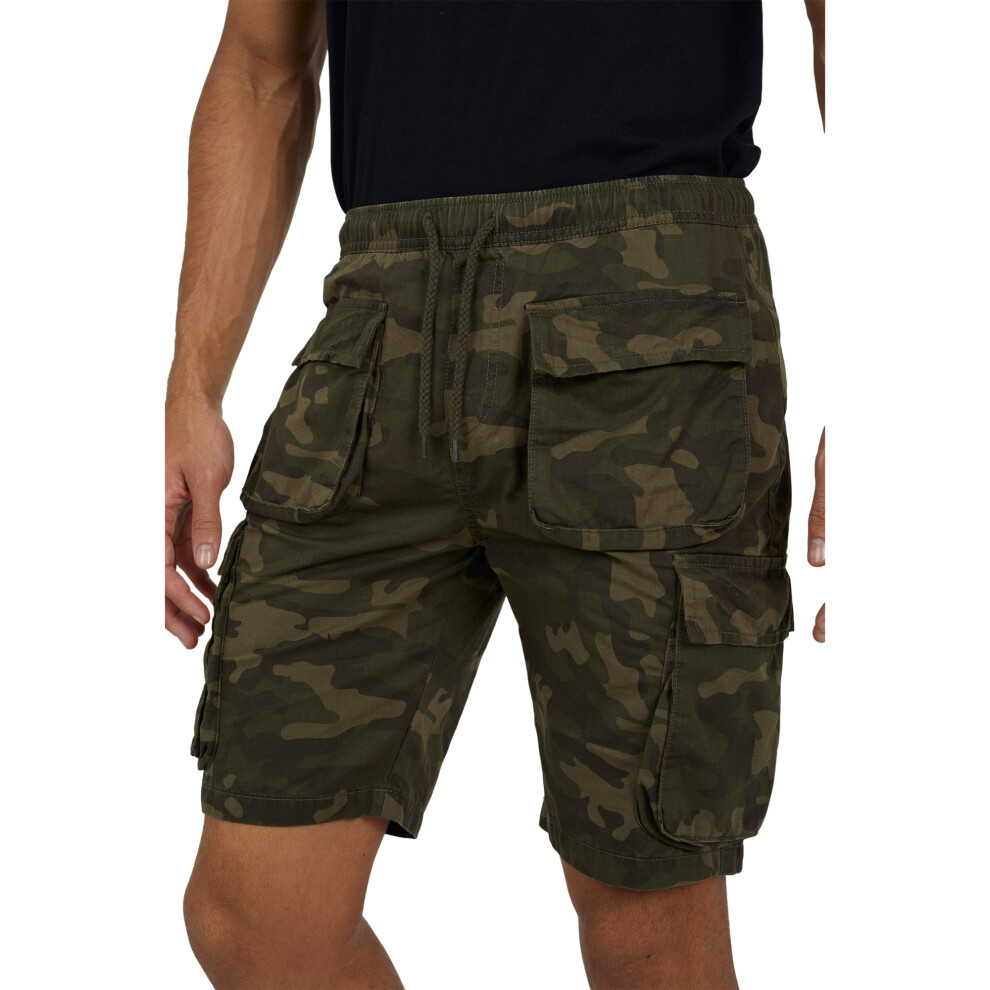 Brave Soul (L, Khaki) Mens Printed Camo Cargo Shorts
