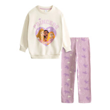 (4-5 Years, Cream/Pink) Disney Princess Girls Hearts Sweatshirt & Jogging Bottoms Set