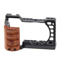 For  A6400 / A6300 / A6100 / A6000 Wood Handle Metal Camera Cage Stabilizer Rig