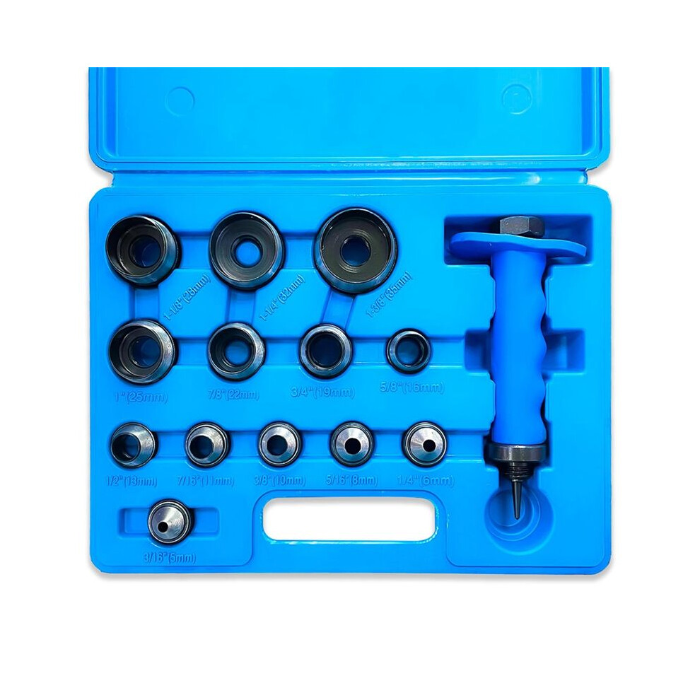 Hole Punch Set 14Pcs Hollow Punch Kit Gasket Punch Set Gasket Cutter Foam Leather Punches Tools 3/16 Inch To 1-3/8 Inch 4711677923368