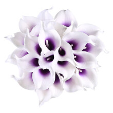 24Pcs Artificial Calla Lily Flowers for DIY Bridal Wedding Bouquet Centerpieces Home Decor( in White)