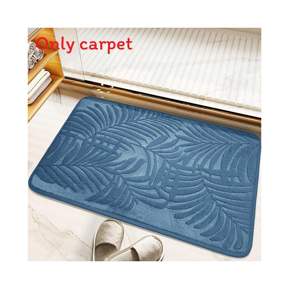 (Dense Denim Blue, 40X60cm) Memory Foam 40X60cm60x90cm Bath Rugs Leaf Bath Mat Nonslip Absorbent Strong Water 691770737946