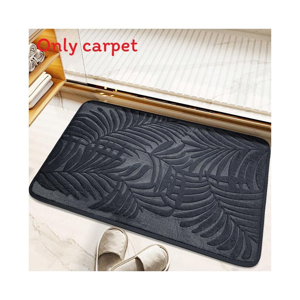 (Dense Deep Gray, 60X90cm) Memory Foam 40X60cm60x90cm Bath Rugs Leaf Bath Mat Nonslip Absorbent Strong Water 691766320862