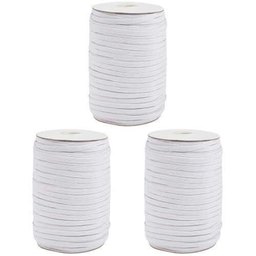 3Rouleaux Bande Stretch Blanche Polyester Pour Couture Loisirs