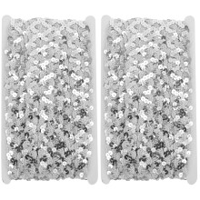 2Rouleaux Galon À Sequins Polyester Argent Pour Ornements Textile DIY