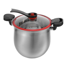Silver Stainless Steel Cooking Pot with Lid for Stovetop Use