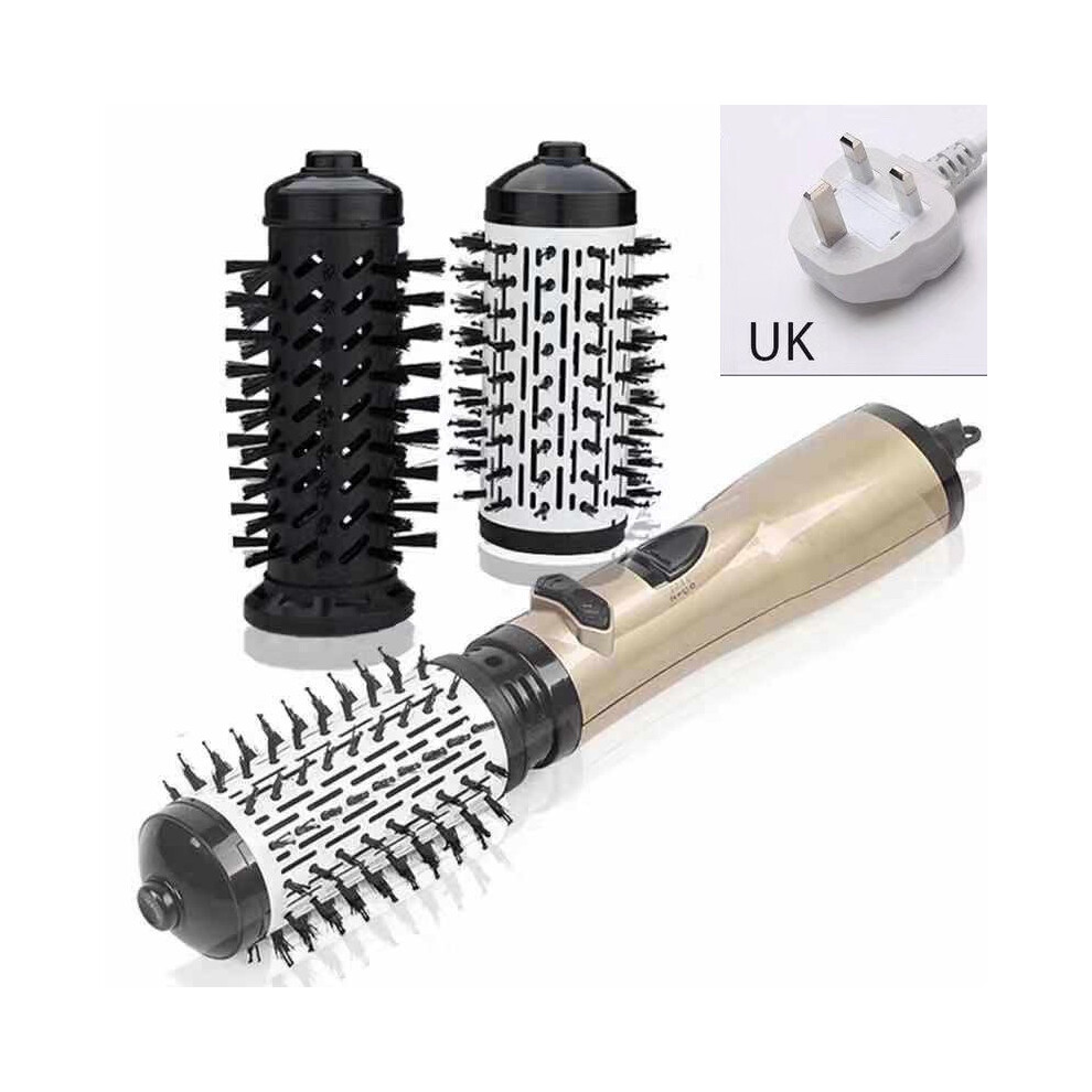 (UK Gold) 3 In 1 Hair Straightener Curling Iron Dryer Electric Hot Comb Salon Tool Styler