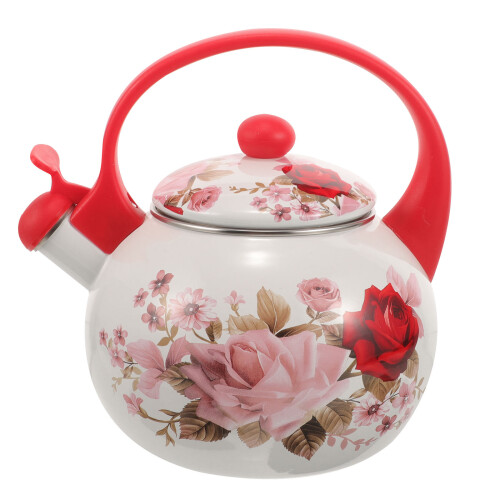 Bouilloire Rouge Émaillée Stovetop Solide Pour Usage