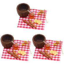 3Ensembles Panier À Pain Miniature Résine Décor Maison Doll House