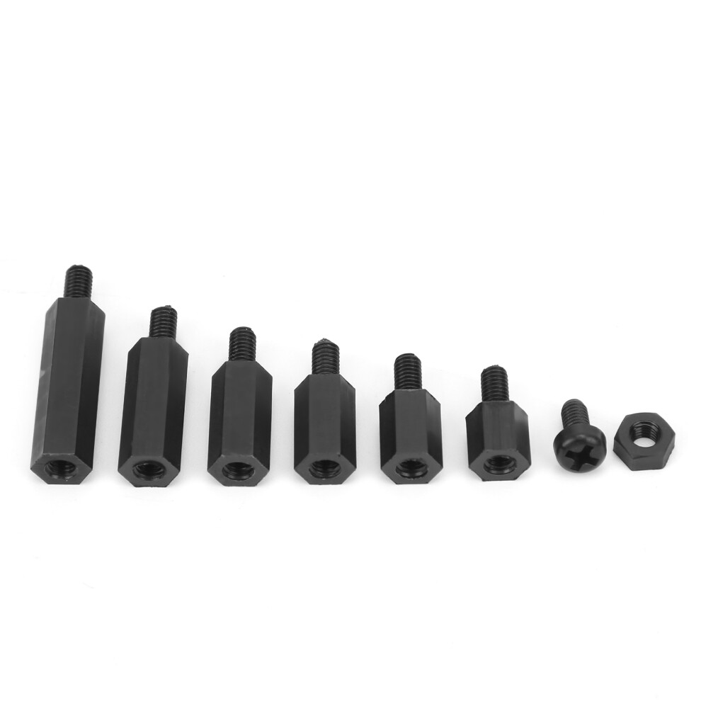 M3 Nylon Hex Standoff Assortment 180Pcs Screws Black