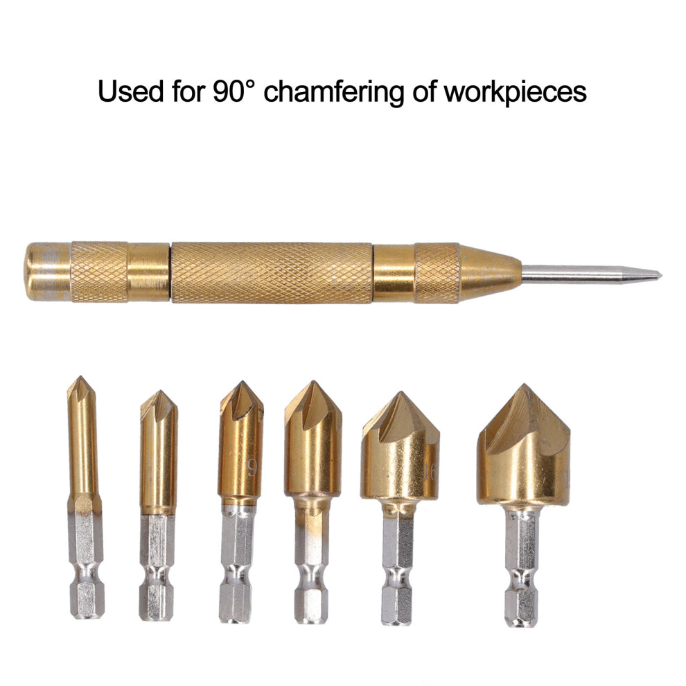 Woodworking Chamfer Bit Hex Shank 5 Flute