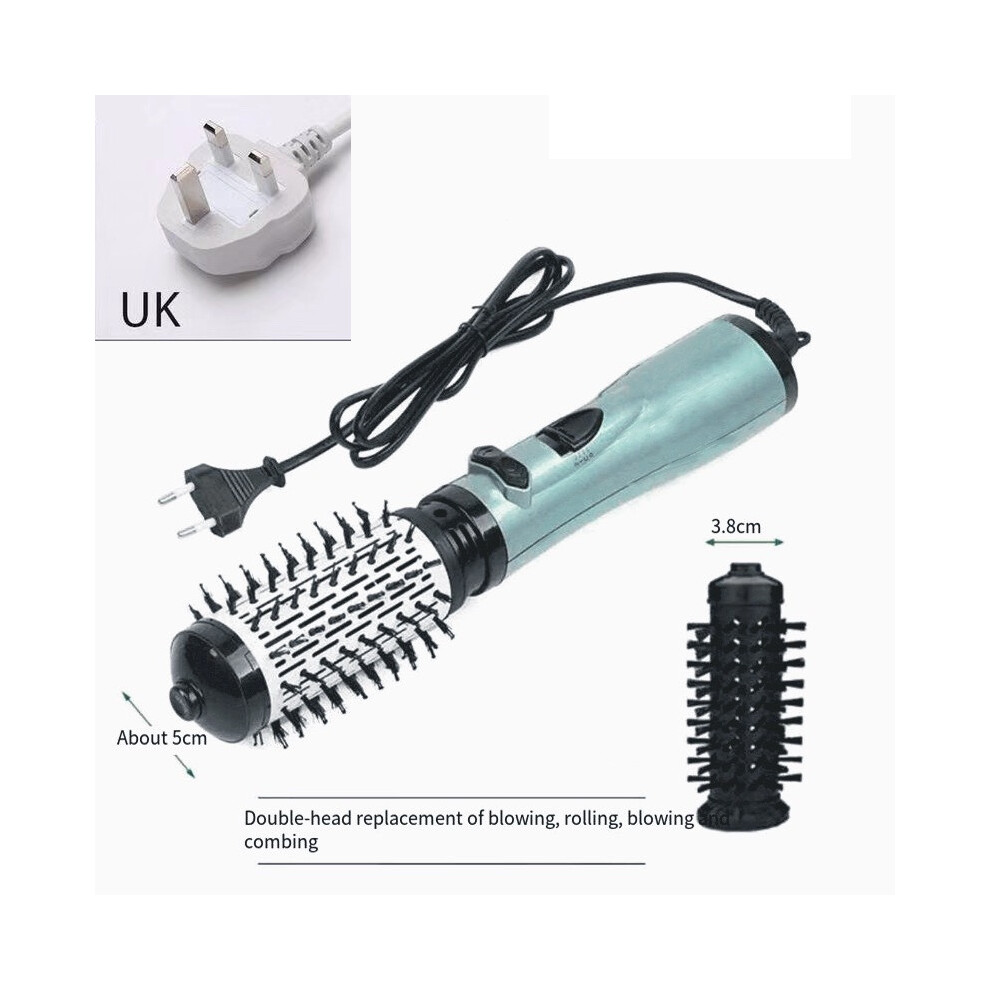 (UK Blue) 3 In 1 Hair Straightener Curling Iron Dryer Electric Hot Comb Salon Tool Styler