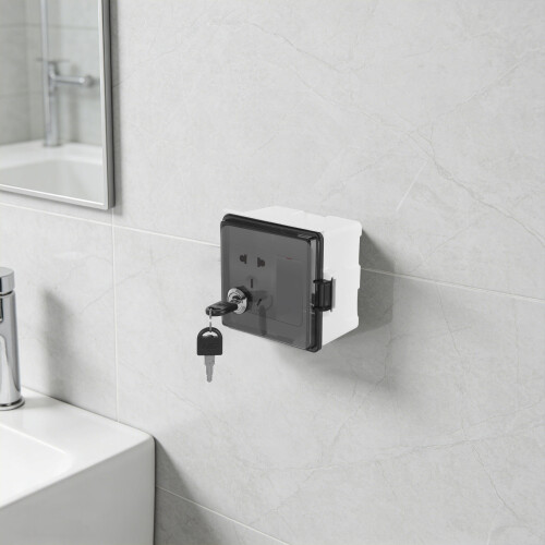 Boîtier Prise Étanche Verrouillable Noir PVC Usage Extérieur Sûr 2