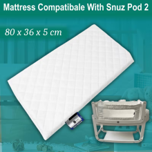 SNUZPOD 2 Bedside Crib Mattress - Breathable Foam Mattress Pad, 80 x 36 x 5 cm
