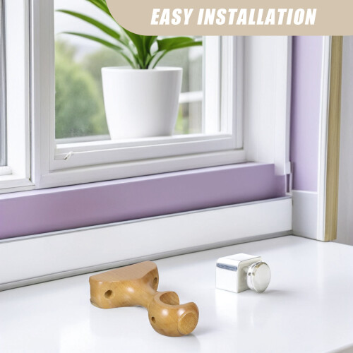 4Pièces Équerres Décoratives Bois Kaki Pour Rideaux - Usage Polyvalent 2