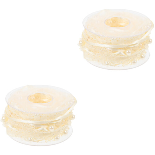 2Rouleaux Ruban Dentelle Beige Pour Couture Décoration 1