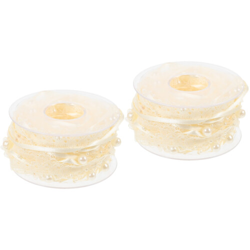 2Rouleaux Ruban Dentelle Beige Pour Couture Décoration 2