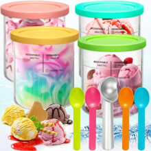 4er-Set Behälter für Eismaschine Deluxe 680 ml mit Deckel und Löffel, passend für NC500 und NC501, für Eiscreme, aufbewa