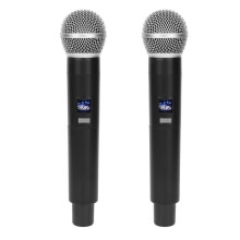 Ensemble de microphones sans fil en métal, système professionnel avec 1 récepteur pour 2 microphones dynamiques sans fil