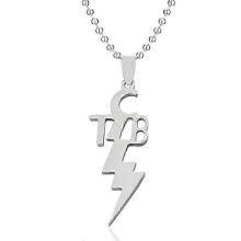 Collier chaîne à billes avec pendentif initial étoile musicale lettre éclair en acier inoxydable, style rock rétro pour