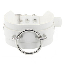 Collier réglable en cuir d'unité centrale de styles-Blanc