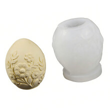 Silicone Easter Eggs Mold with Embossed-embossed flowers and