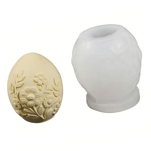 Silicone Easter Eggs Mold with Embossed-embossed flowers and