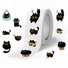 500 schwarze Katzen-Dekorationsaufkleber, abziehbar,