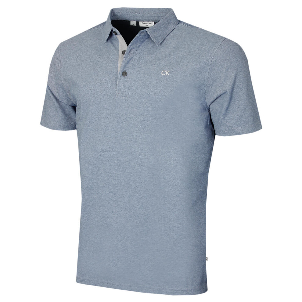 Calvin Klein (Xxl, Denim ) Mens 2026 Prep Campus Oxford Pique Golf Polo Shirt Blue