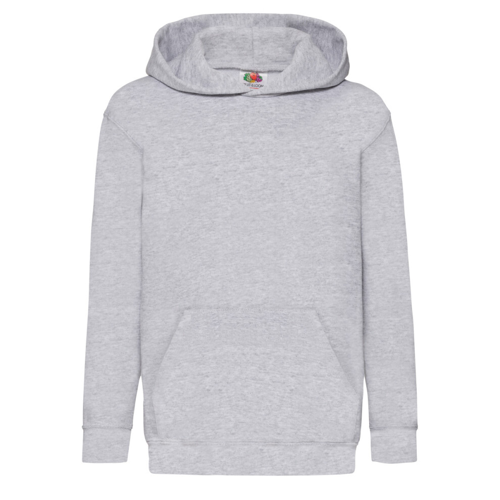 Fruit Of The Loom (9-11 Years, ) Childrens/Kids Classic Heather Hooded Sweatshirt Grey