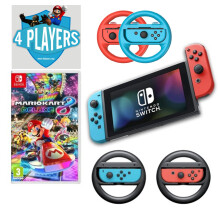 Nintendo Switch V1 Console Mario Kart Bundle With Wheels 4-Player - Refurbished