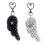 Charm Dot Fabric Keychain Heart Shape With Wing Decoration-Black 2