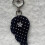Charm Dot Fabric Keychain Heart Shape With Wing Decoration-Black 6