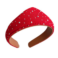Stijlvolle hoofdband met kristallen studs voor dames,-Rood