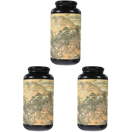 3Pcs Tinplate Candy Cookie Jars with Lids Cute Multi-Color Storage Set