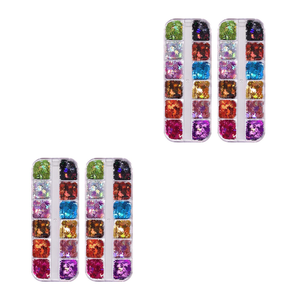 Aboofan 4Boxes Nail Sequins Gold Flakes For Nails Assorted Color Party Decor