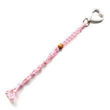 Fashionable Braided Lip Balm Net Pocket Key Holder Cord-Pink